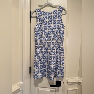 Universal Thread White Dress with Blue Floral Print and Smocked Waist NWT size M